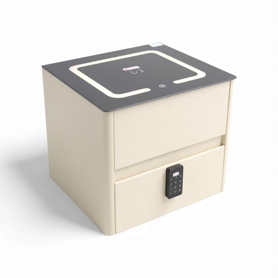 Glass Top Nightstand with Built in Safe 996