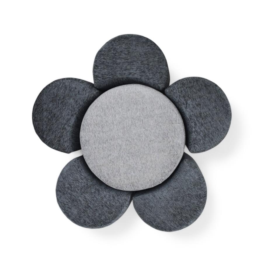 Flower Ottoman 6 Piece Grey