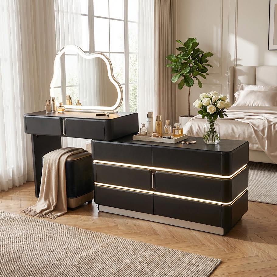 Dresser With Cloud Mirror Black  CA0718