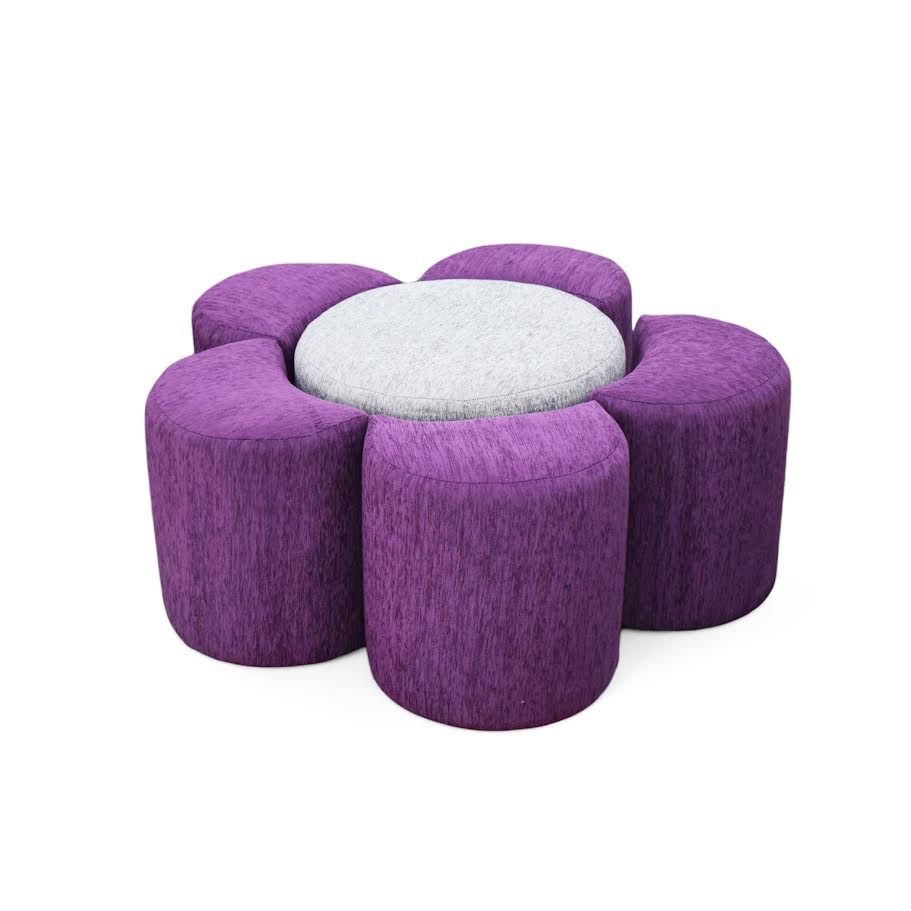 Flower Ottoman 6 Piece Purple