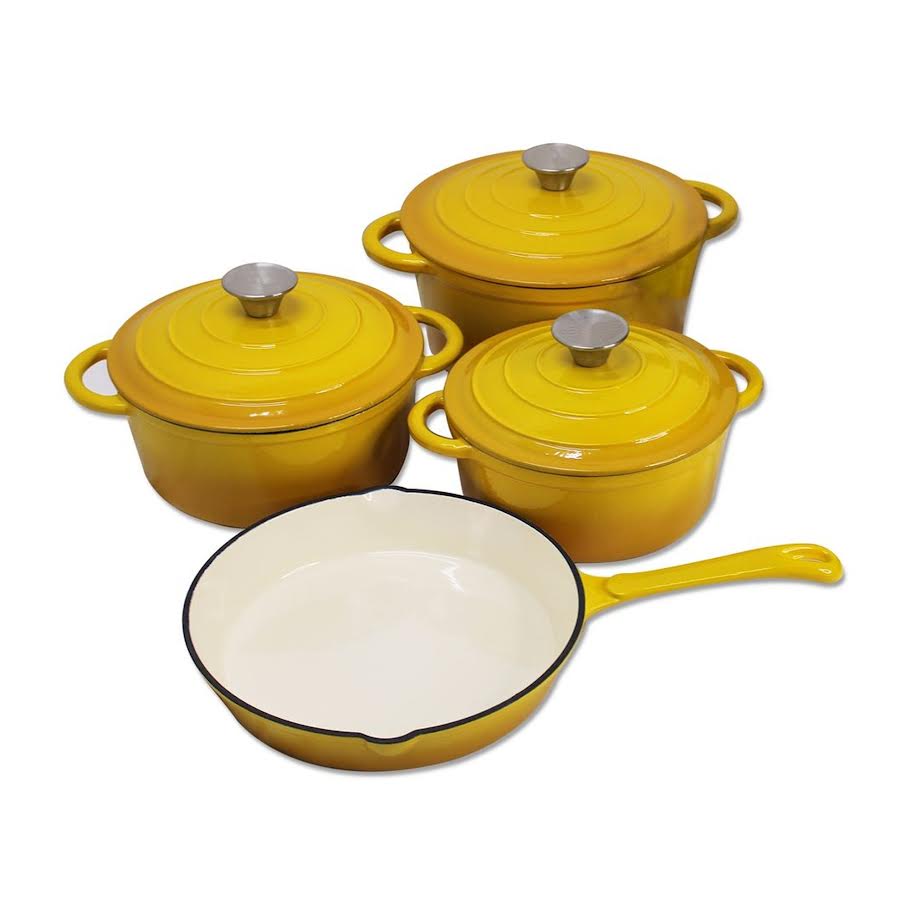 CTH 7 Piece Cast Iron Pot Set -Assorted Colours