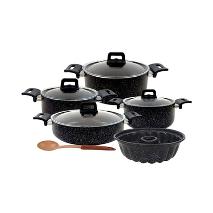 10 Piece Turkish Granite Pot Set Black