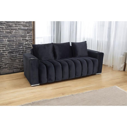 Lisbon 3 Division Couch - Black