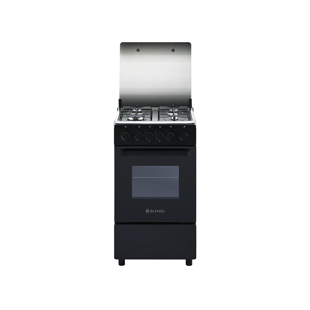King Outdoor 50x50 Full Gas Stove with Grill – Matt Black & Stainless Steel KGI5050B
