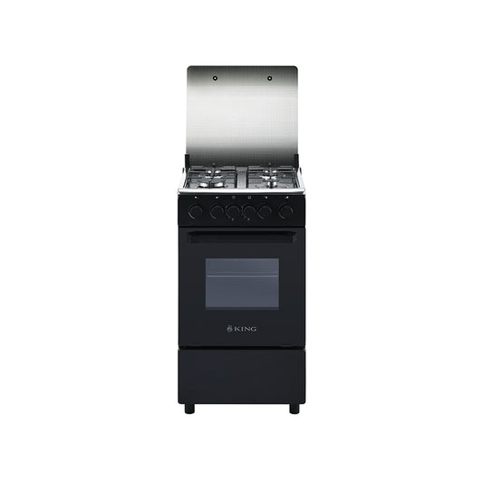 King 50x50 Full Gas Stove with Grill – Matt Black & Stainless Steel KGI5050B