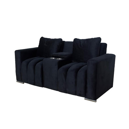 Lisbon 2 Division Couch With Console - Black