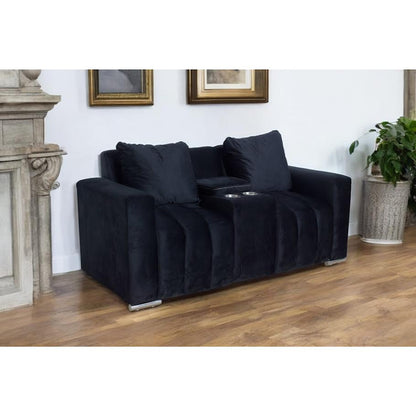 Lisbon 2 Division Couch With Console - Black