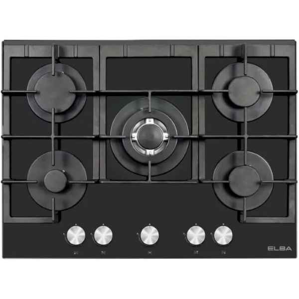 Elba 70cm 5 Burner Gas On Glass Hob - 04/T75-550G