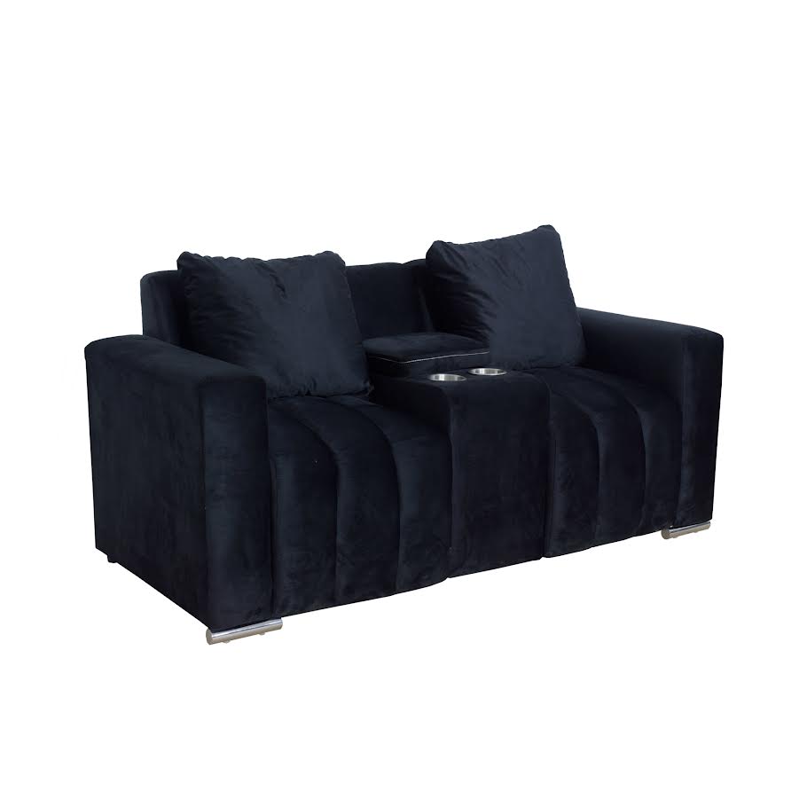 Lisbon 2 Division Couch With Console - Black