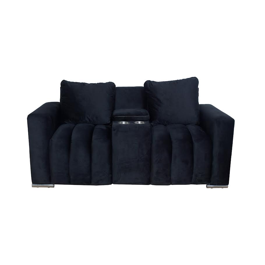 Lisbon 2 Division Couch With Console - Black