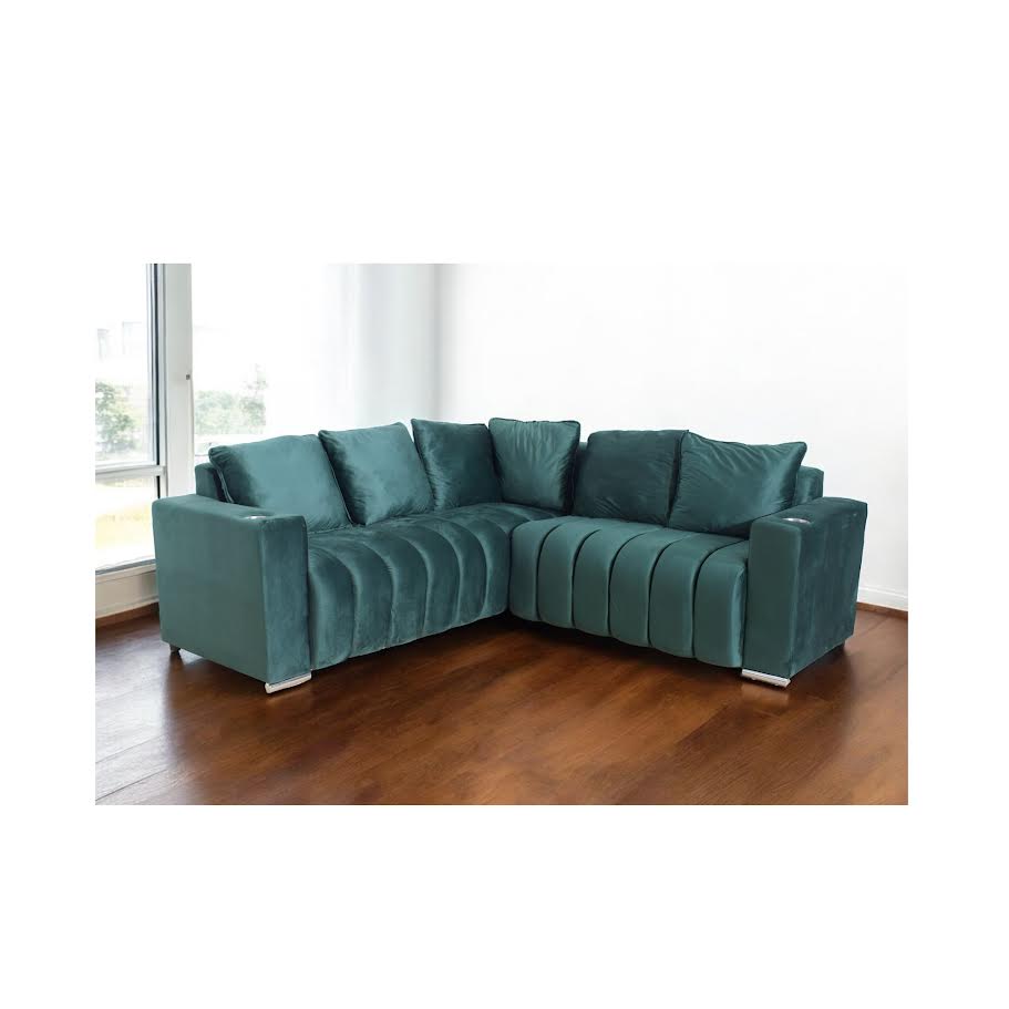 Lisbon 5 Division Corner Couch - Green