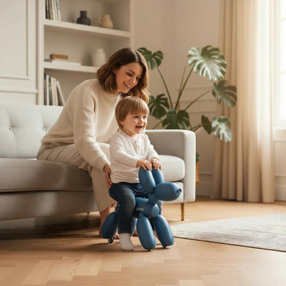 Balloon Dog with Wheels Blue