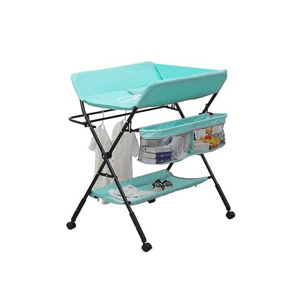 Folding Nursery Changing Station with Hanging Rail Blue