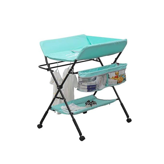 Folding Nursery Changing Station with Hanging Rail Blue