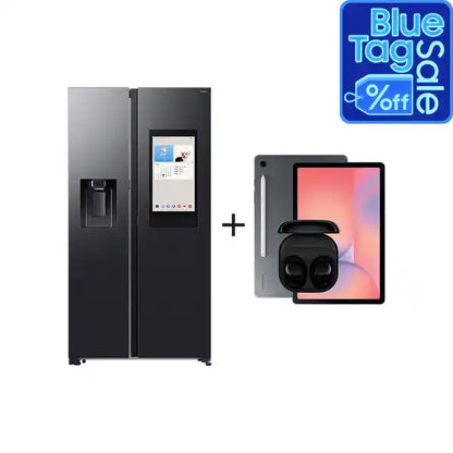 Samsung 594L AI Family Hub Side By Side Fridge with Water Dispenser RS90