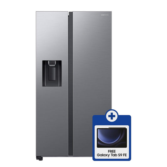 Samsung 617L frost free side by side fridge, gentle silver WD