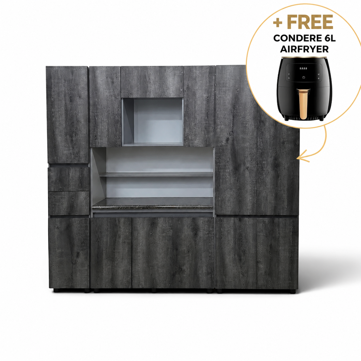 Manhattan 3 Piece Kitchen Scheme - Grey (+ Free Airfryer)