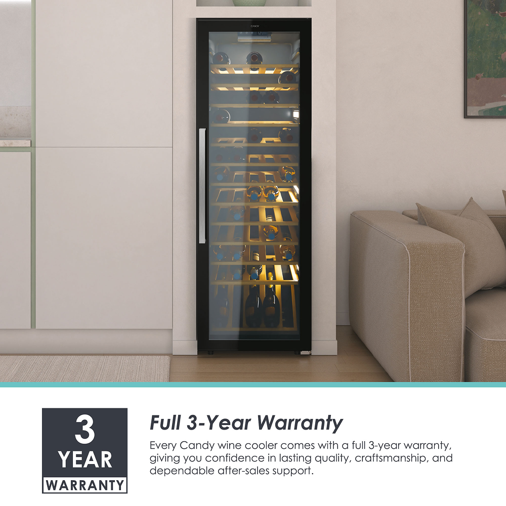 Candy DiVino 81 Bottle Monozone Wine Cooler with Bamboo Shelves – WiFi & BT