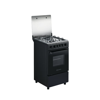 King Outdoor 50x50 Full Gas Stove with Grill – Matt Black & Stainless Steel KGI5050B
