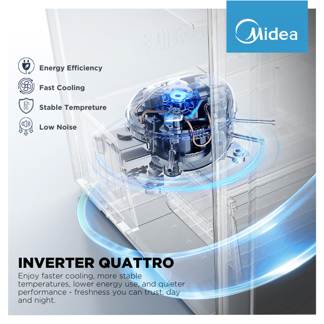 Midea 262L Silver Frost Free Bottom Mount Freezer - HD-359RWEN