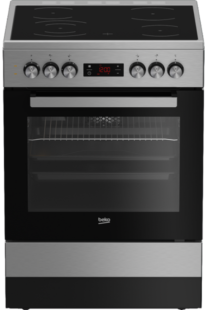 Beko 60cm Vitroceramic Inox (Stainless Steel) Free Standing Stove - FSE87310GX