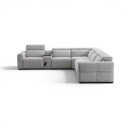 Barrie Dove 7Pc Corner Fabric Lounge Suite With Electric Recliners  80759
