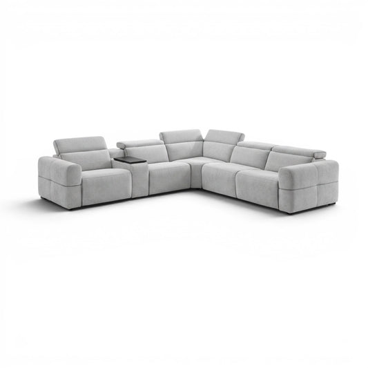 Barrie Dove 7Pc Corner Fabric Lounge Suite With Electric Recliners  80759