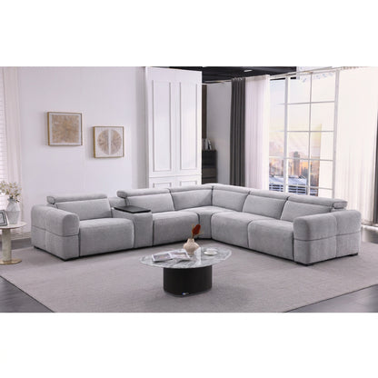 Barrie Dove 7Pc Corner Fabric Lounge Suite With Electric Recliners  80759