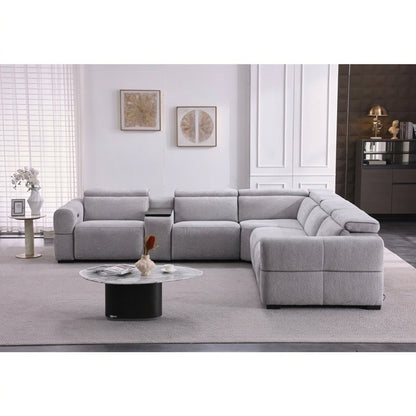 Barrie Dove 7Pc Corner Fabric Lounge Suite With Electric Recliners  80759