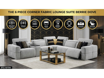Barrie Dove 7Pc Corner Fabric Lounge Suite With Electric Recliners  80759