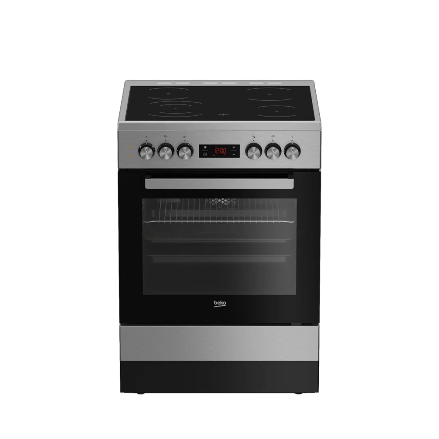 Beko 60cm Vitroceramic Inox (Stainless Steel) Free Standing Stove - FSE87310GX