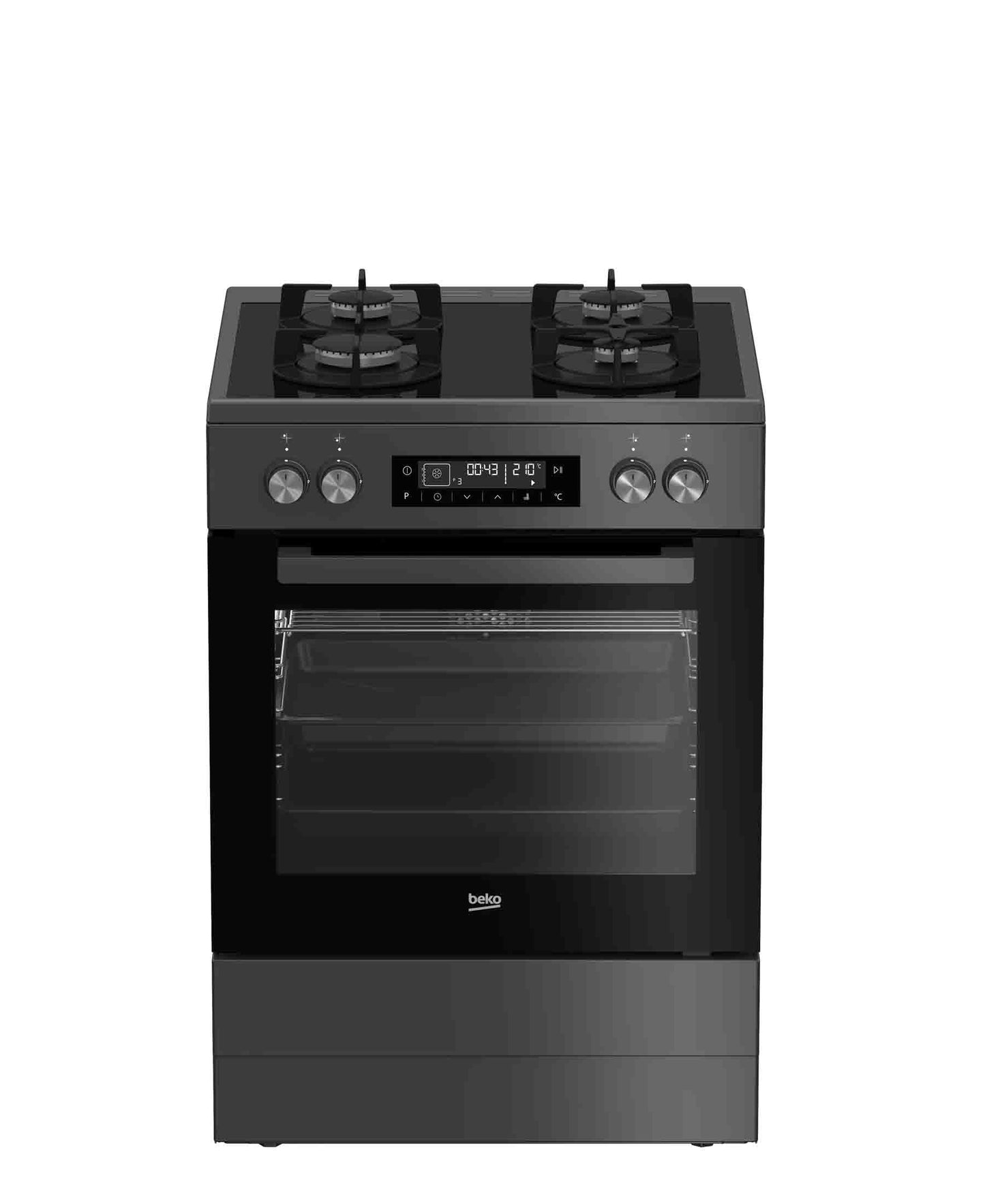 Beko 60cm Multifunction Gas on Glass Stove -Anthracite