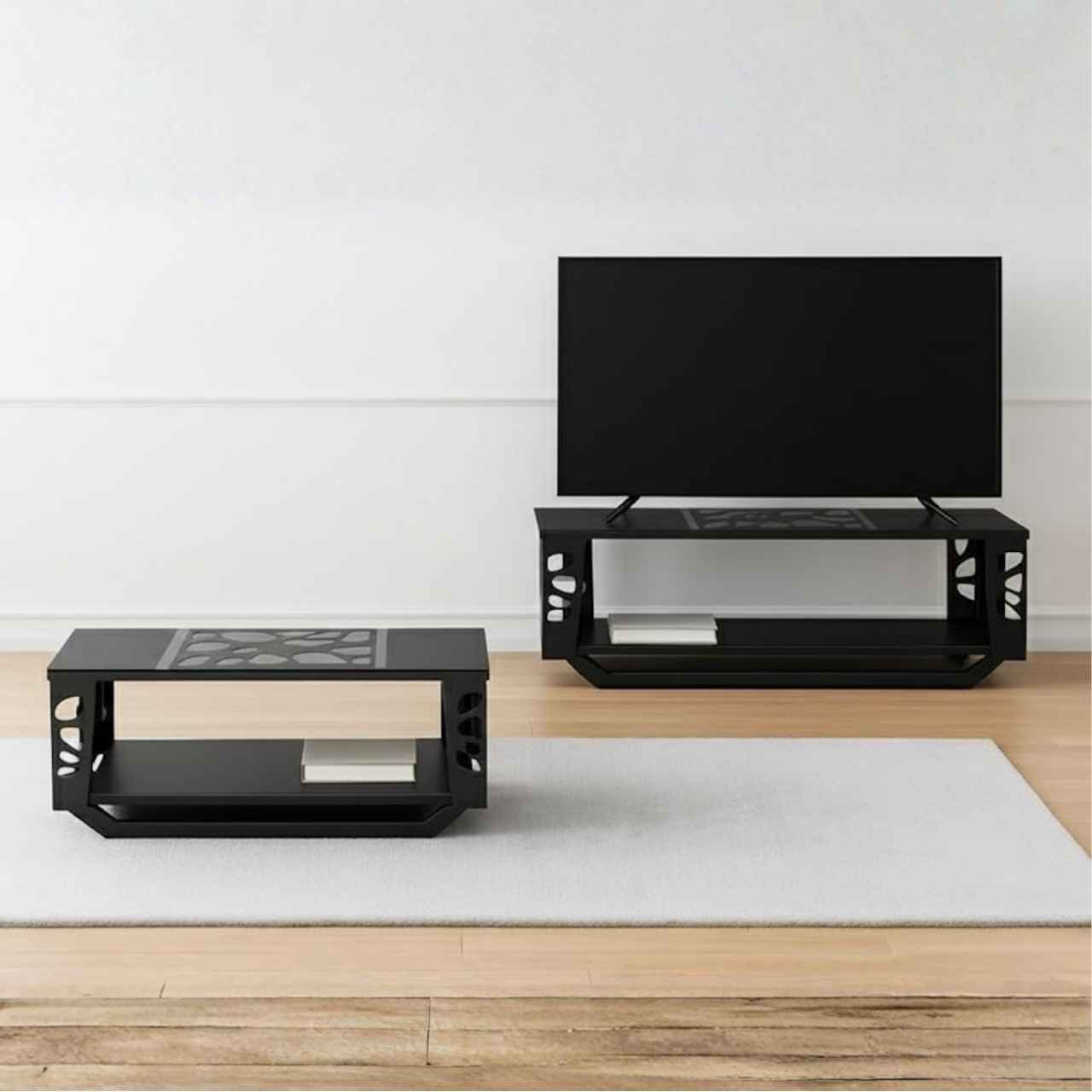 Multiwood MWTV243 Plasma Stand + MWCT243 Coffee Table Combo - Black