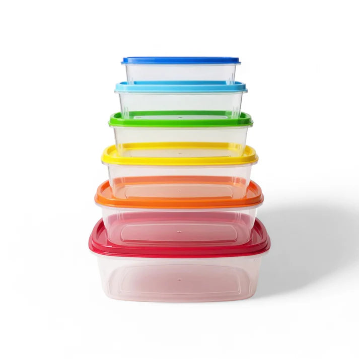 CH 6 Piece Rainbow Rectangular Container Set Clear