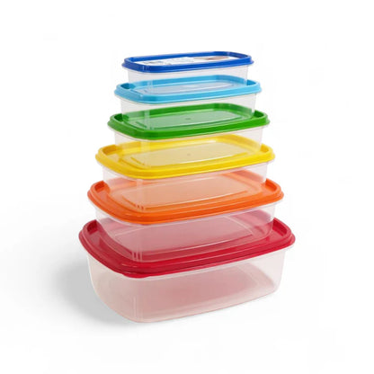 CH 6 Piece Rainbow Rectangular Container Set Clear