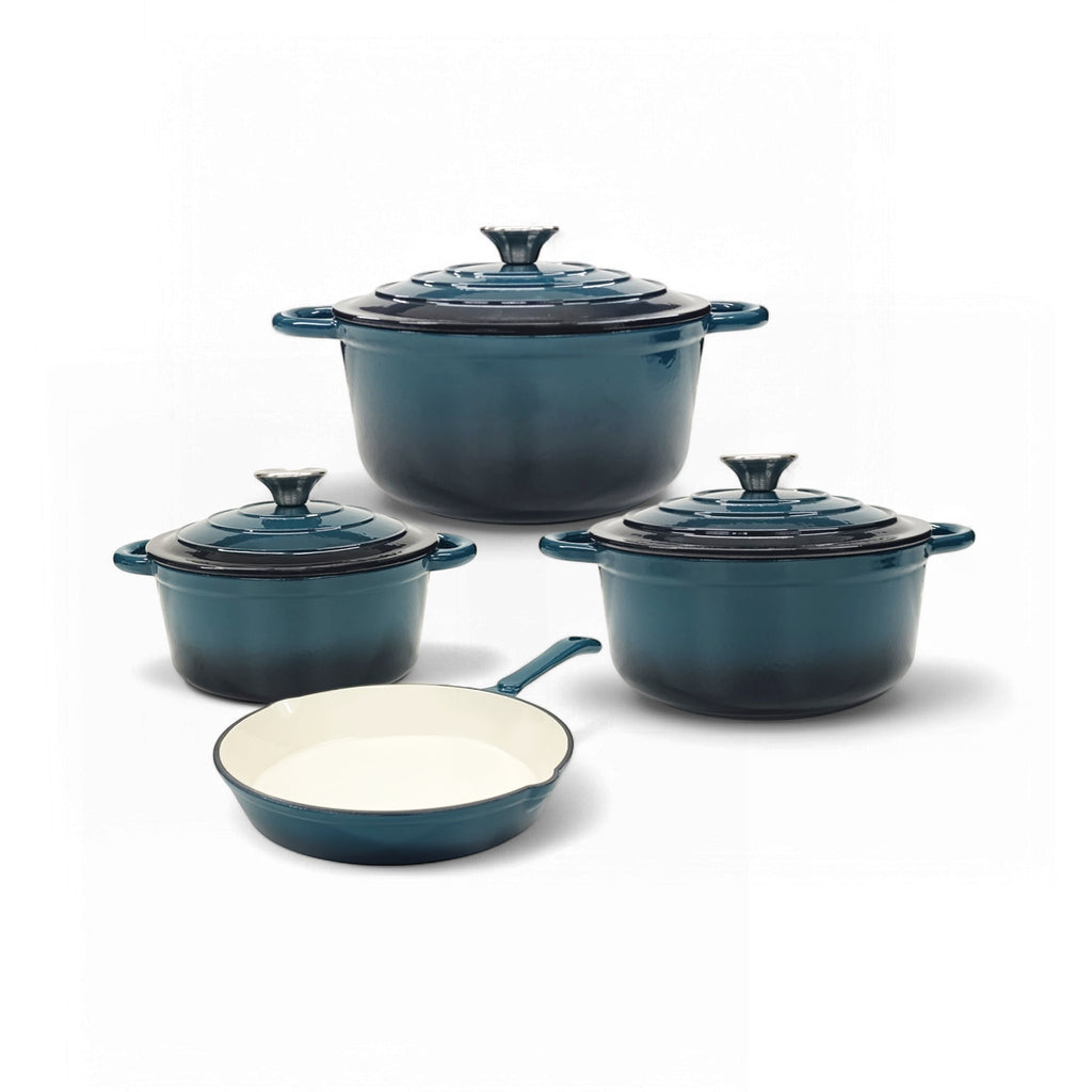 CTH 7 Piece Cast Iron Pot Set Turquoise