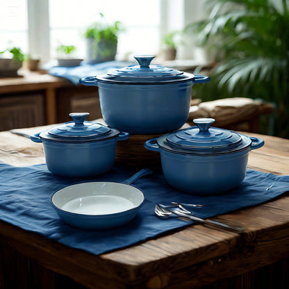 CTH 7 Piece Cast Iron Pot Set Turquoise