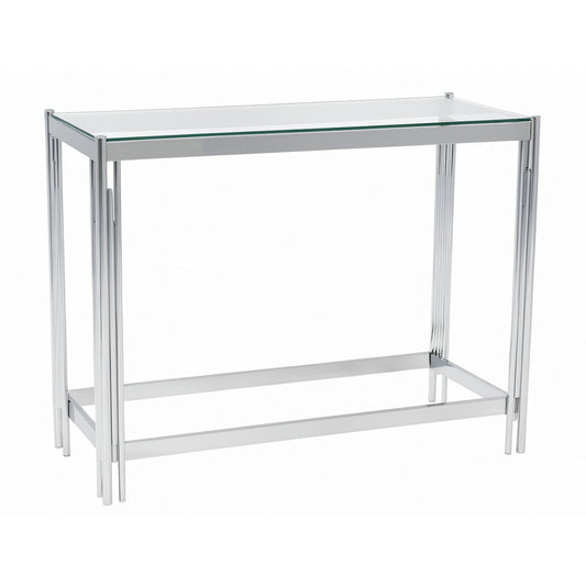 Modern Glass Chrome Console Table – MW300