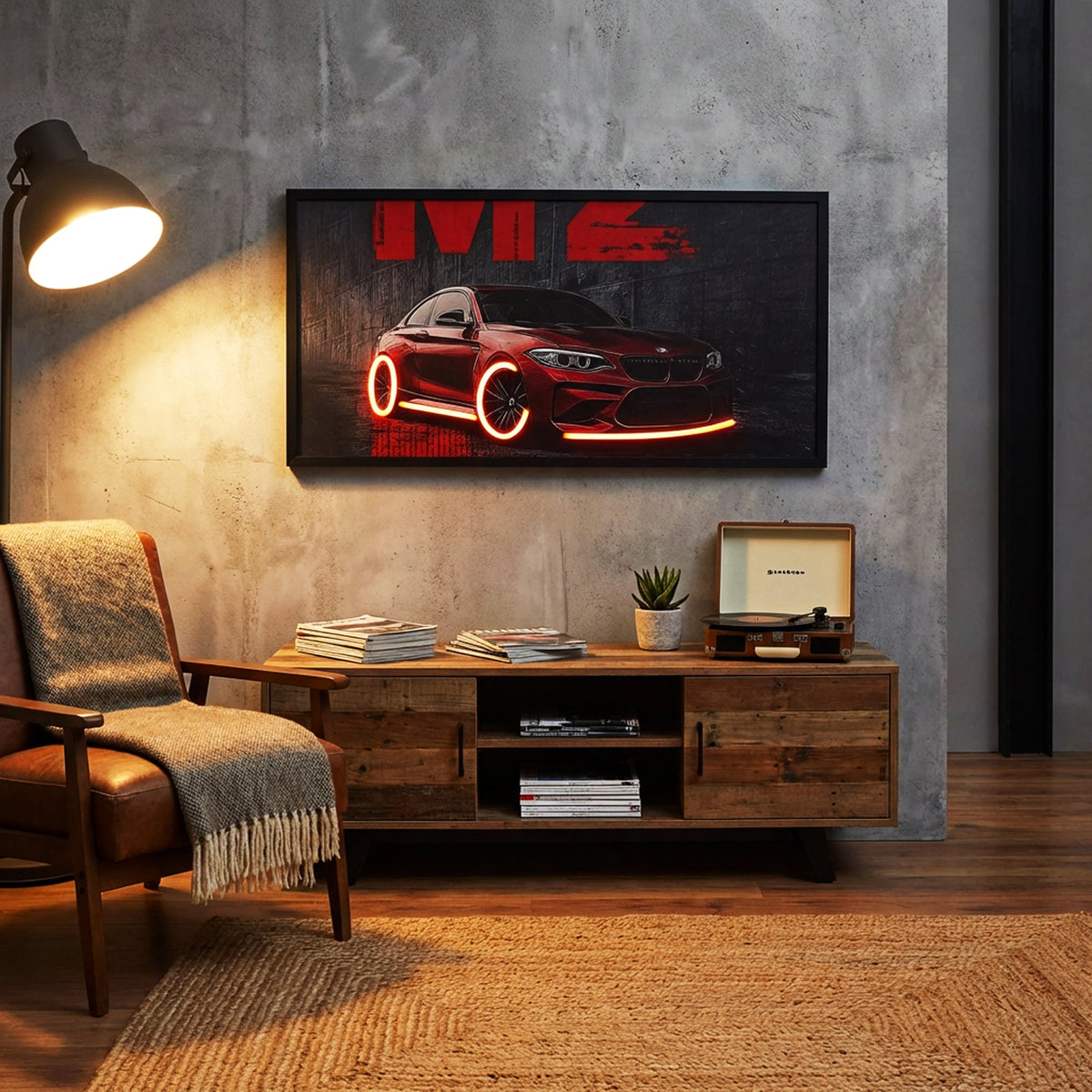 100 x 40cm Car Frame with Lights Red