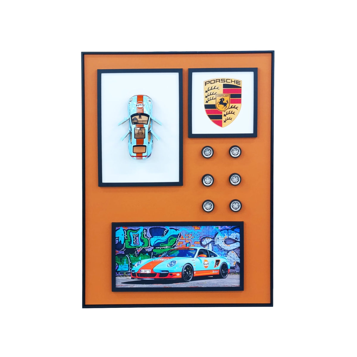 60 x 80cm Car Frame with Accessories Orange & Blue