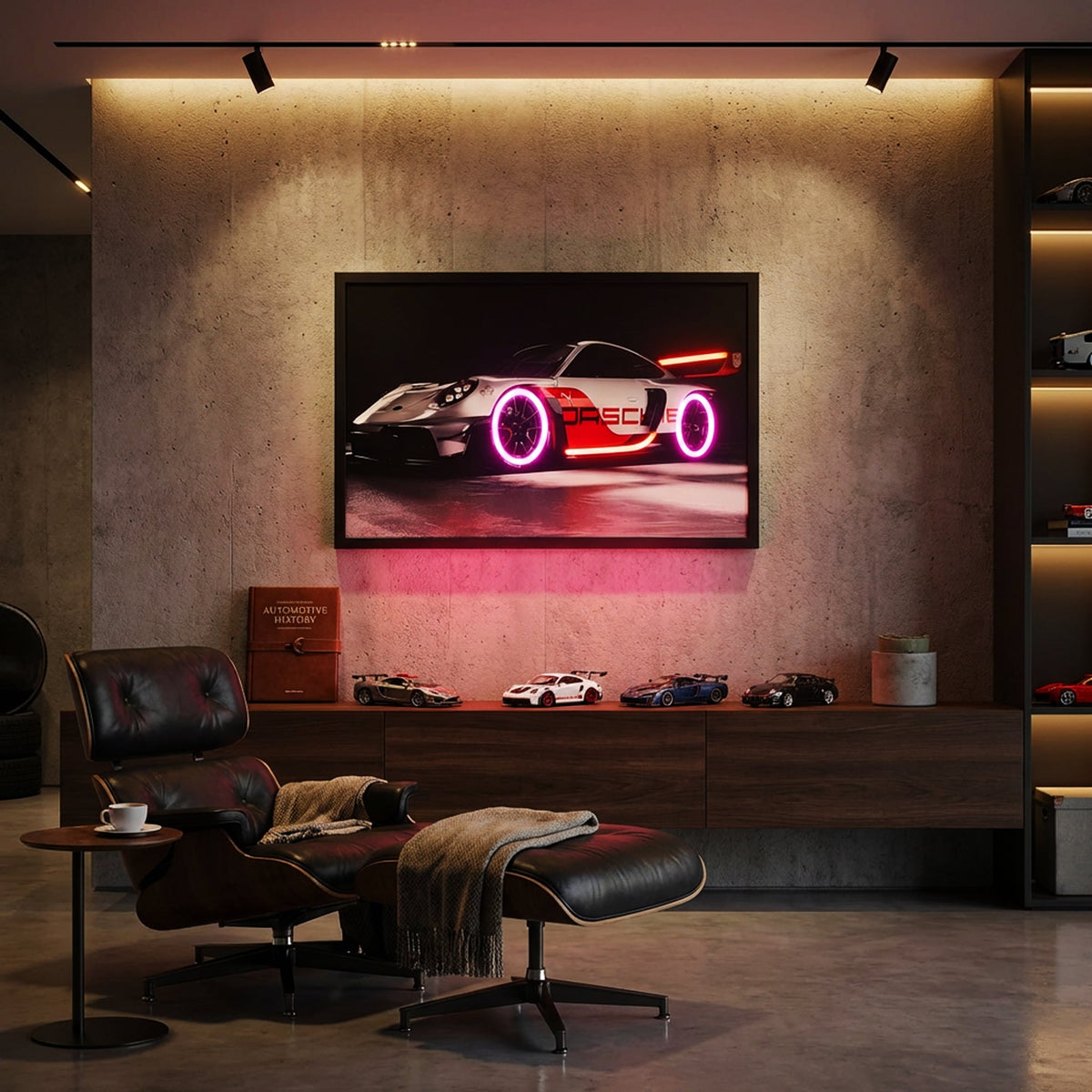 70 x 40cm Car Frame with Lights Red & Silver