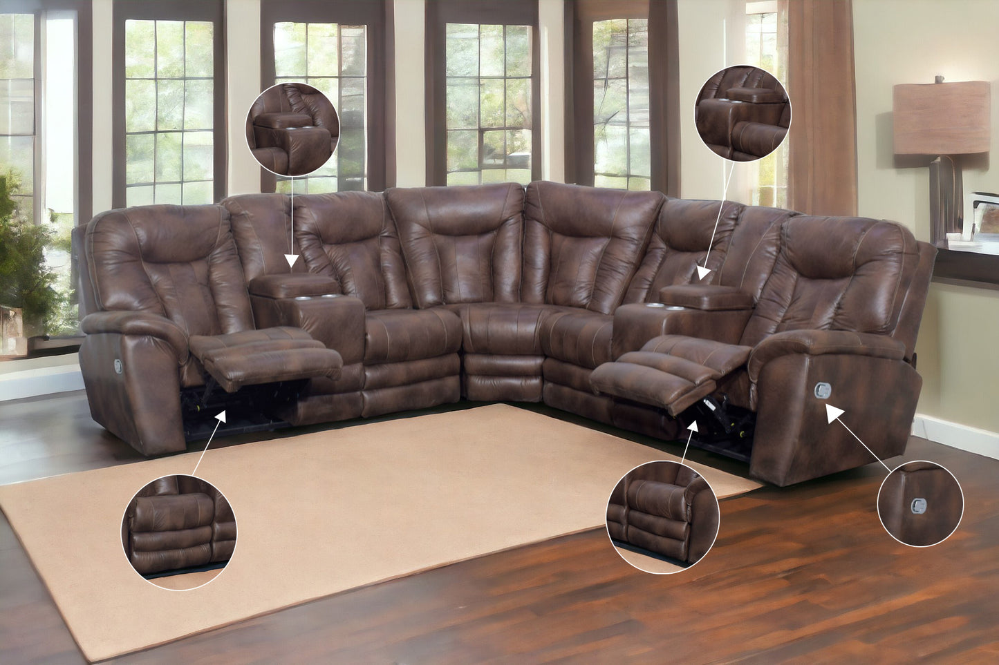 Caxton Corner Sofa 3pc Brown