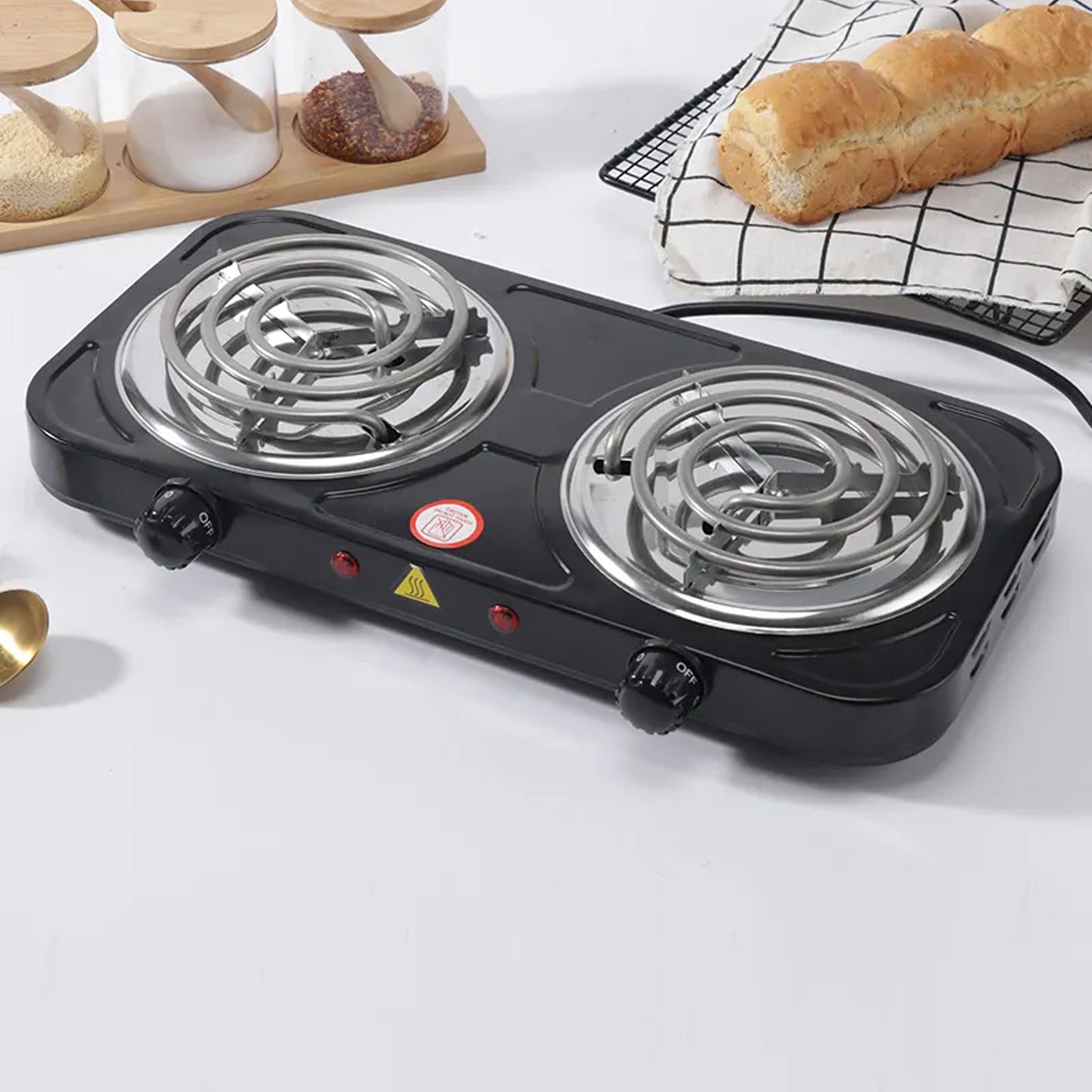 Condere 2 Plate Spiral Stove Black