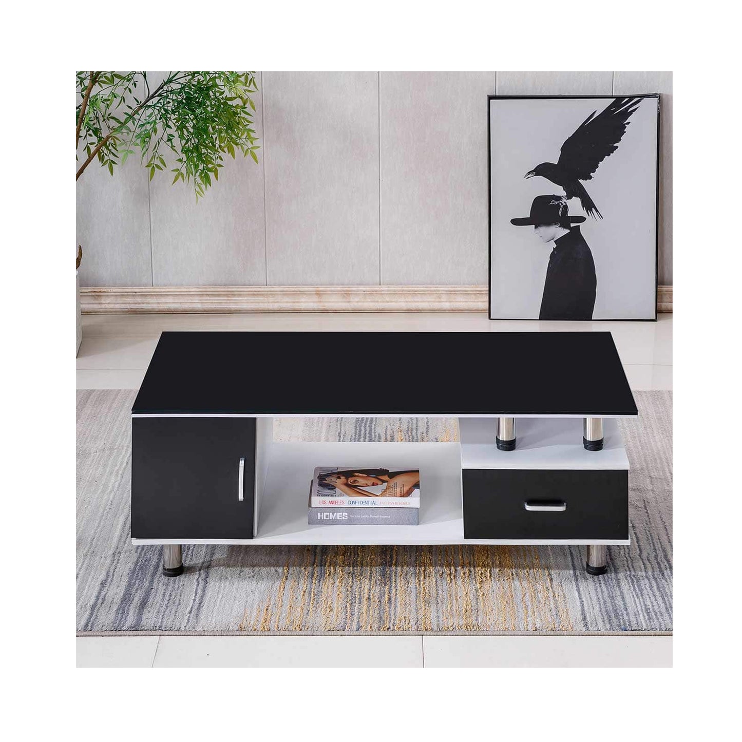 Contempory Coffee Table – White + Black CT218