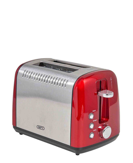 Defy 900W 2 Slice Stainless Steel Toaster - Red
