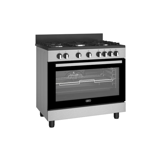Defy 90cm Gas Electric Range Cooker Thermofan+ Black/Inox DGS90GEBI