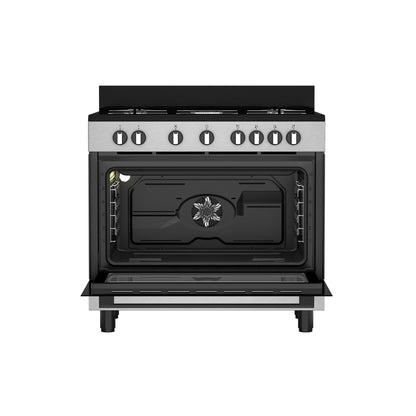 Defy 90cm Gas Electric Range Cooker Thermofan+ Black/Inox DGS90GEBI