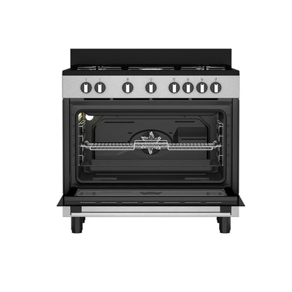 Defy 90cm Gas Electric Range Cooker Thermofan+ Black/Inox DGS90GEBI