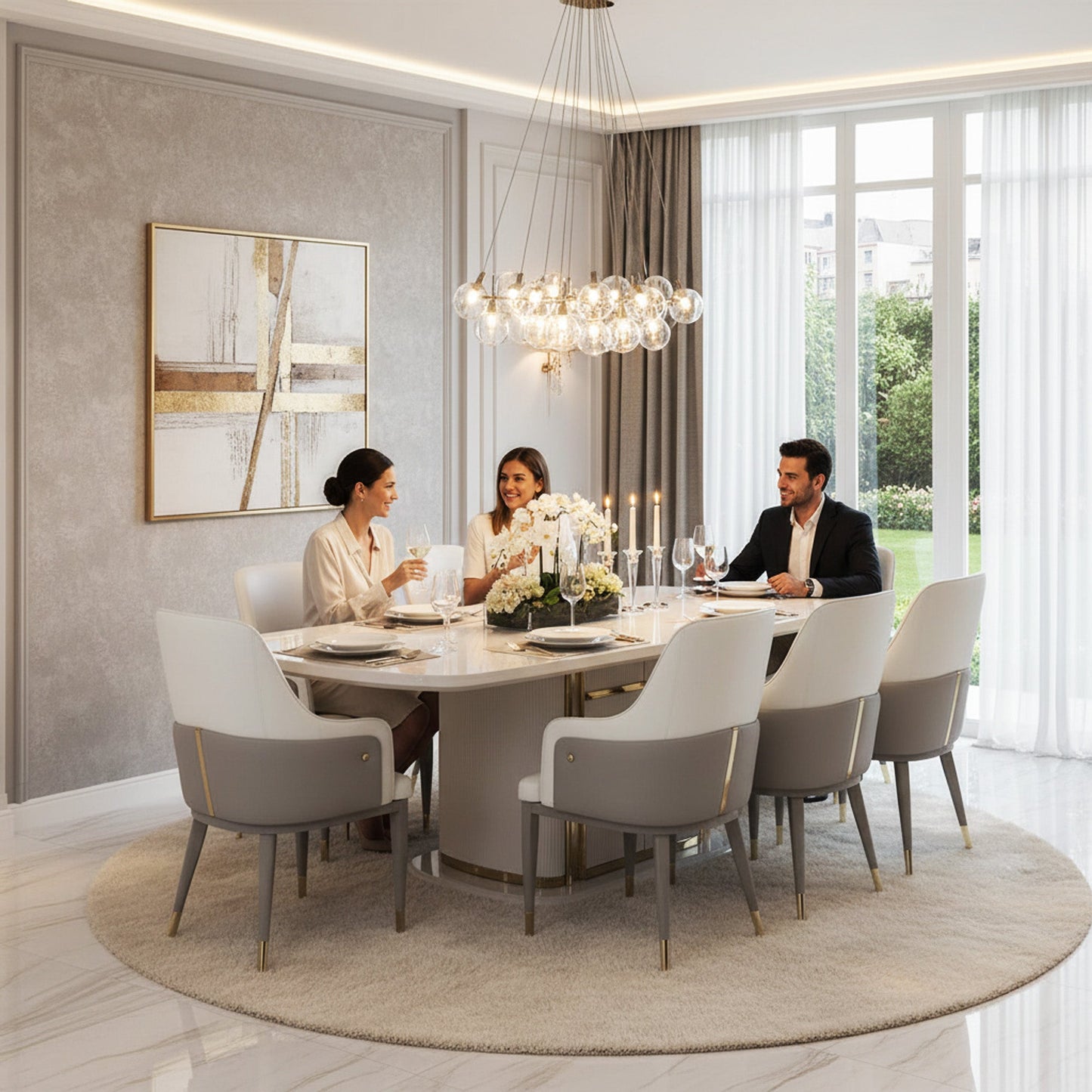 Aura 9 Piece Dining Room Set Grey