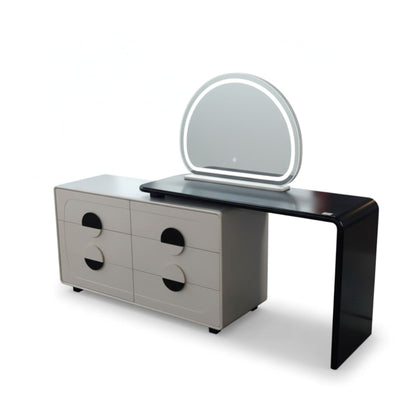 LED Dressing Table Black & Cream